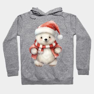 Polar Bear in Santa Hat Hoodie